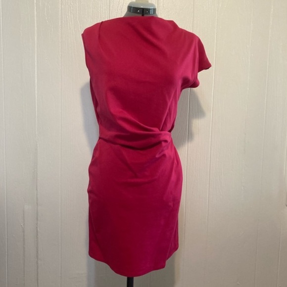 Anthropologie Dresses & Skirts - C& T COSTELLO TAGLIAPIETRA NWOT RED ASYMMETRIC SIDE RUCHED DRESS GORGEOUS ON